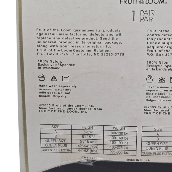 Vintage Fruit Of The Loom Ultra Sheer Off Black Pantyhose Size B M/L 2 Pairs - Picture 5 of 6